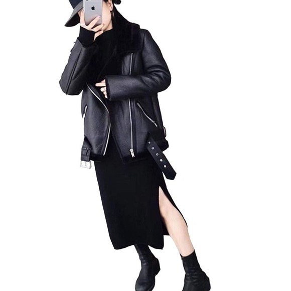 BRAND NEW (without tags) Faux Shearing Moto Jacket - Picture 3 of 7